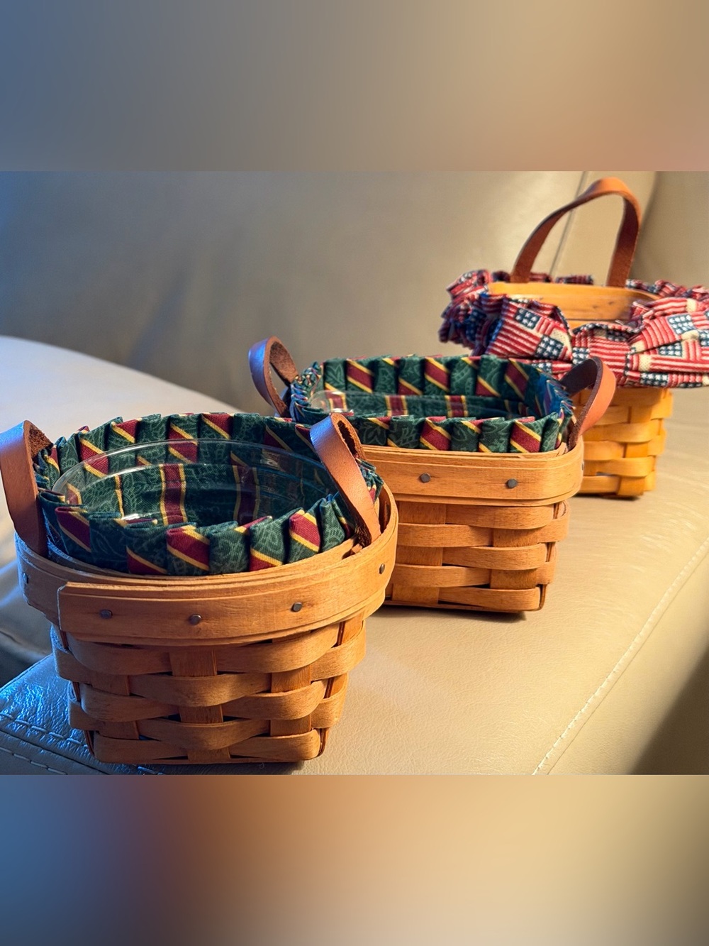 LONGABERGER SET OF 3 BOOKING BASKET SETS/EXCELLENT